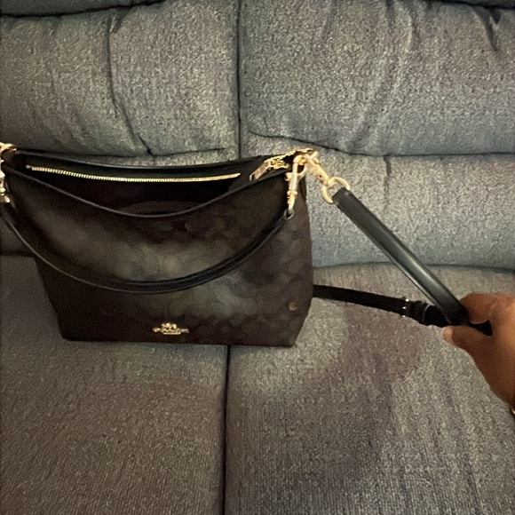 Coach Laurel Signature Brown and Black Shoulder Bag CHARMS NOT INCLUDED - Picture 4 of 11